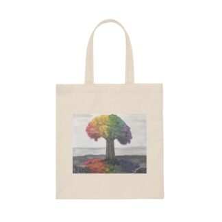 Canvas Rainbow Tree Tote Bag